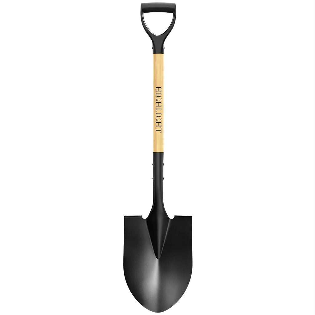 Shovel for Digging Round Point Garden 41 Inch D Wood Handle Steel Blade