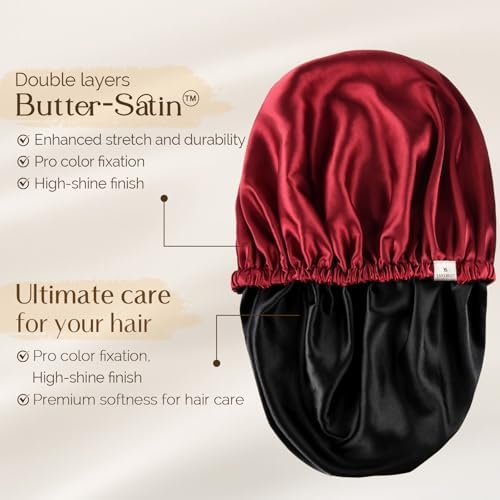 YANIBEST Silk Bonnet Satin Bonnet for Sleeping Women and Men, Adjustable Double Layer Hair Bonnet for Curly Braids Hair