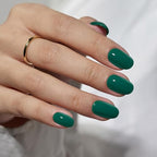 BTArtbox Press On Nails Short - Dark Green Press on Nails, Short Oval Fake Nails with Nail Glue, Natural Reusable Stick on Nails in 16 Sizes Soft Gel Nail Kit, Pine Needle