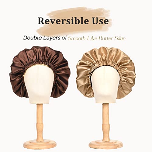 YANIBEST Double Layer Satin Bonnet Silk Bonnet Adjustable Hair Bonnet for Sleeping Hair Bonnets for Women Curly Natural Hair