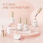 Beautpal Jelly Gel Polish Sheer Pink Crystal Transparent Milky White Nude Sheer Gel Nail Polish Kit for Salon Gel Manicure and Nail Art Collection Gift Set 8ML 6PCS