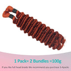 Boho Hair for Braiding 16 Inch Ginger #350 Human Braiding Hair for Boho Braids Human Curly Hair for Boho Knotless Braids 2 Bundles 100g Deep Wave Bulk Human Hair for Braiding (Ginger #350, 16 Inch)