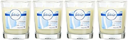 Febreze Scented Air Freshener Candle, Linen and Sky, Home Fragrance, Odor Eliminator for Strong Odors, 6.3 Oz (4 Count)
