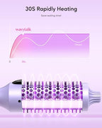 Wavytalk Thermal Brush, Blowout Boost 1.5 inch Heated Round Brush for Blowout Look, Negative Ion Technology, Ceramic Tourmaline, 5 Temperature Settings, Dual Voltage, Purple, Less Damage
