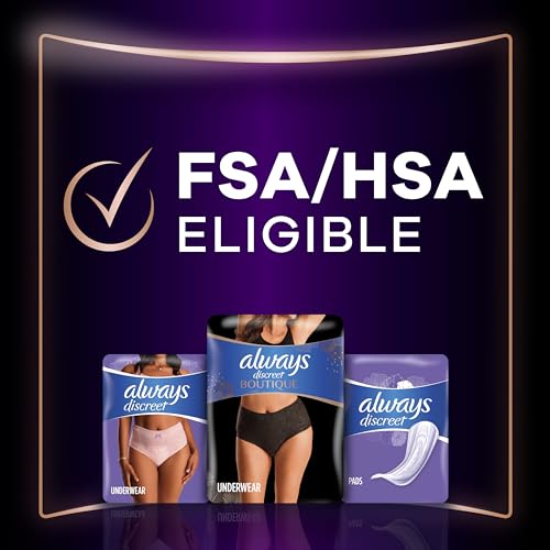 Always Discreet Boutique Incontinence and Postpartum Underwear for Women, Maximum Protection, Extra Large, Rosy, 16 Count