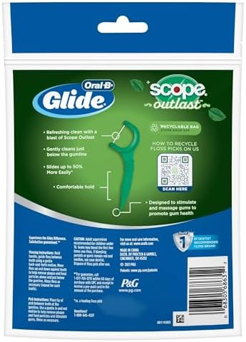 Oral-B Complete Glide Dental Floss Picks Plus Scope Outlast, Long Lasting Mint, 75 Dental Floss Picks, Pack of 6 | ?? Exclusive
