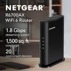 NETGEAR WiFi 6 Router (R6700AXv3) – Security Features, AX1800 Wireless Speed (Up to 1.8 Gbps) - Covers up to 1,500 sq. ft., 20 Devices