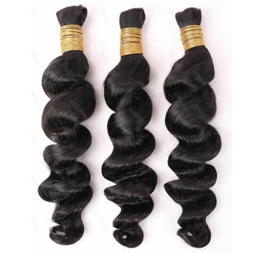 Loose Deep Wave Bulk Human Hair for Braiding No Weft Loose Deep Wave Bulk Human Braiding Hair Brazilian Virgin Human Hair Bulk for Boho Braids 100g(1 bundle/1pack) (22 Inch, Natural Color)