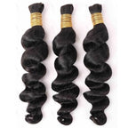 Loose Deep Wave Bulk Human Hair for Braiding No Weft Loose Deep Wave Bulk Human Braiding Hair Brazilian Virgin Human Hair Bulk for Boho Braids 100g(1 bundle/1pack) (22 Inch, Natural Color)
