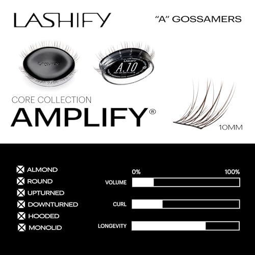 Lashify Amplify 10mm Gossamer Eyelash Extensions Refill, Minx Color, DIY False Lashes for a Natural Look