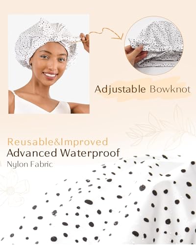 Yanibest Non-Slip Shower Cap for Women, Adjustable Luxury Waterproof Shower Cap, Reusable Cute Shower Cap Hair Cap to Keep Hair Dry