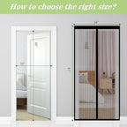 Magnetic Screen Door - Fit Door Size 32 x 80 Inch, Black Heavy Duty Mesh Curtain with Magnetic Closure, Bug Screen for Doorway, Pet Friendly Temporary Patio Door Screen (Screen Size 34"x81")