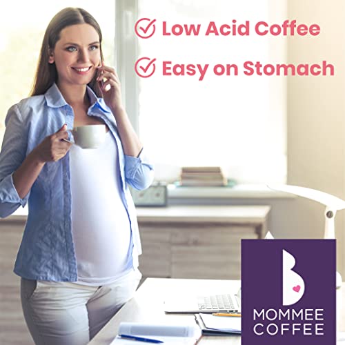 Mommee Coffee Quarter Caf Ground Low Acid Coffee - 100% Arabica Organic Coffee Beans with Smooth Caramel Flavor - Medium Grind for Drip, Reusable One Cup Filters - 11 oz