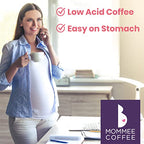 Mommee Coffee Quarter Caf Low Acid Whole Organic Coffee Beans - 100% Arabica Organic 1/4 Caff Coffee Beans with Smooth Caramel Flavor - Natural Process - Medium Roast - 11 oz