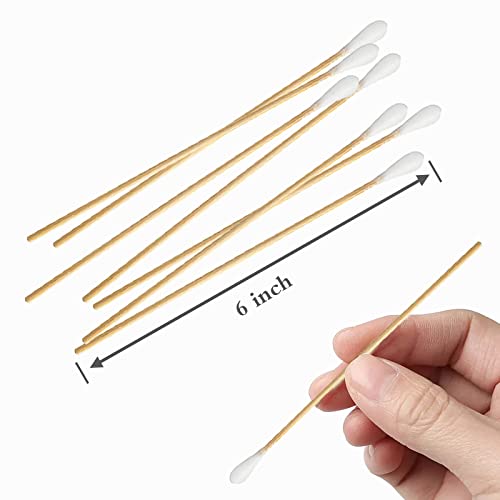 6'' Long Cotton Swabs 500PCS - Cotton Swabs With Wooden Sticks- Cleaning Swabs for Makeup, Pet Care, Gun Cleaning, Electronics, Arts and Crafts