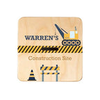 Wooden Piggy Bank for Kids and Adults, Personalized Gift Handmade in USA by BloomOwl, Custom Piggy Bank, Personalized Banks for Kids, Gifts for Baby Boys and Girls (Construction- Navy)