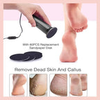 Dermave Electric Foot Callus Remover, Pain-Free Electric Foot File Callus Remover for Feet Professional Adjustable Speed, 360 Rotation with 60pcs Sanding Discs, Gentle and Not Hurt Feet (Gold)