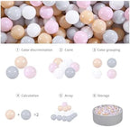GOGOSO Ball Pit Balls for Toddler, Baby Plastic Playballs Kids Soft Pastel Pelotas Non-Toxic BPA-Free,Pink+Grey+Beige+White,100 Balls