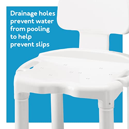 Carex Bath Seat And Shower Chair with Backrest for Seniors, Bath Chair For Elderly, Disabled, Handicap, and Injured Persons, Supports Up To 400lbs, Shower Seat For Inside Shower, Made in USA