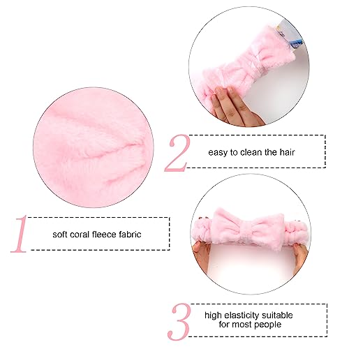 Semato Bachelorette Party Favor Set Bride Spa Headband 1 Pack Bride White Headband and 6 Pcs Bridesmaid Pink Headband Skincare Headbands for Women Cute Bow Head Bands Party Supplies