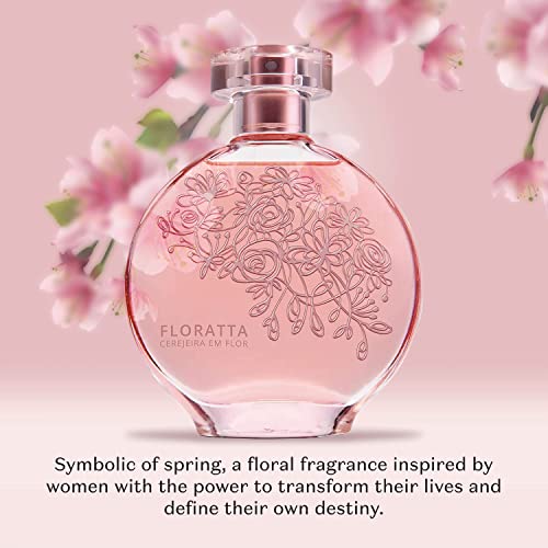 O Boticário Floratta Cherry Blossom Eau de Toilette, Long-Lasting, Fruity Floriental Fragrance Perfume for Women, 2.5 Ounce