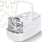 Bubble Machine, Automatic Bubble Blower for Kids, 18000+ Bubbles Per Minute with 2 Speed Settings, Battery/USB Powered Bubble Maker for Toddlers, Outdoor Birthday Parties, Weddings (White)