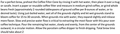 Fino Filter Cone, Fine White Porcelain, Number 2-Size, Brews 2 to 6-Servings