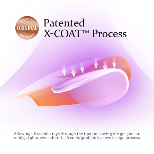 BTArtbox Soft Gel Nail Tips Square - Press On Nails Long Natural XCOATTIPS Pre-applied Tip Primer, One-Step Square Gel Nail Tips Fake Nails for DIY Nail Art