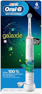 Oral-B Kids Electric Toothbrush with Coaching Pressure Sensor and Timer, Rechargeable Toothbrush with Brush Heads, Galaxy