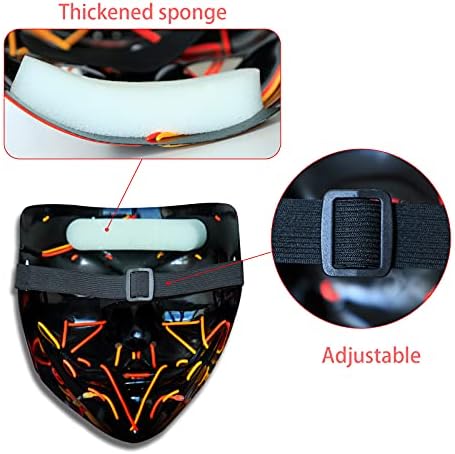 Poptrend Halloween Mask LED Light up Mask Scary mask for Festival Cosplay Halloween Costume Masquerade Parties,Carnival,Gift (Red+Blue)
