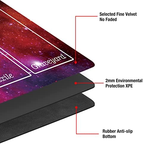 MTG Playmat for Magic The Gathering Play Mat, Stitched Playing Mat with Tube Case for MTG Card Game Playing (Purple Starry)