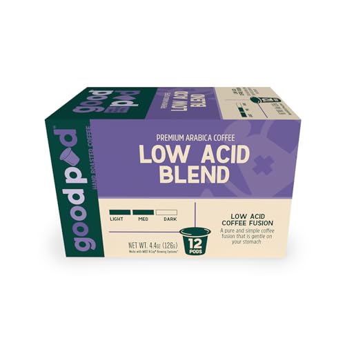 goodPOD Low Acid Blend Single Serve Coffee K Cup Pods, Organic Arabica Coffee, Medium Roast, 12 Count