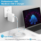 Mac Book Pro Charger-118W USB C Fast Charger Power Adapter Compatible with MacBook Pro/MacBook Air 16 15 14 13 Inch, M1 M2 M3 M4, New iPad Pro and All USB C Device, 6.6ft Charge Cable