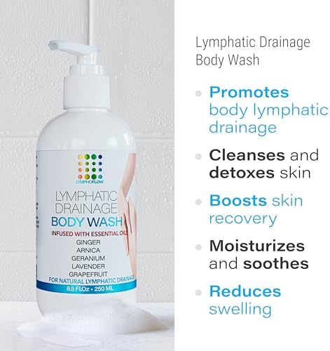 Lymphatic Drainage Shower Gel, Natural Herbal Body Wash for Healthy Lymph Flow & Body Detox, Post Manual or Tool Lymphatic Massage, Post Liposuction, BBL, Lymphedema, Lipedema, 8 Fl OZ