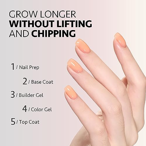 GAOY 6 Colors Builder Gel Set for Nails, Milky White Pink Nude Jelly Nail Strengthener, Soak Off Extension Hard Gel, Vivid Nude 6pcs Vivid Nude