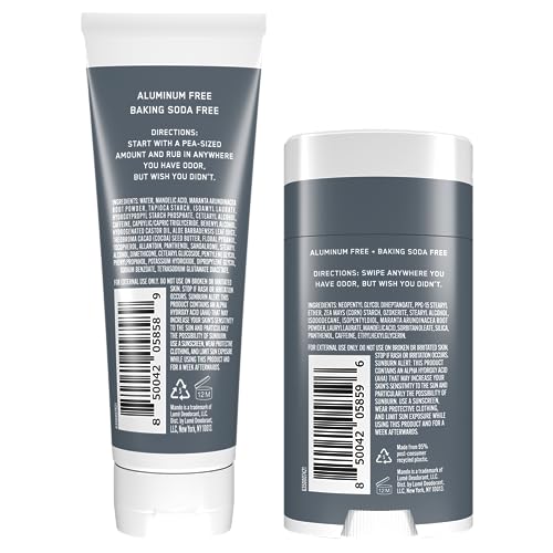 Mando Whole Body Deodorant - Invisible Cream Tube and Solid Stick - 72 Hour Odor Control - Aluminum Free, Baking Soda Free, Skin Safe - 3.0 Ounce Tube and 2.6 Ounce Solid Stick Bundle - Unscented