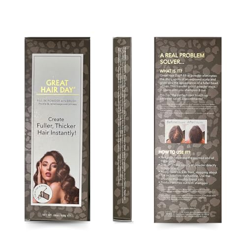 Joan Rivers Great Hair Day Root Touch Up Powder Duo - Root Cover Up Hair Powder for Thicker, Fuller Looking Hair - Fill-In Powder for Thinning Hair and Gray Hair Coverage (Red)