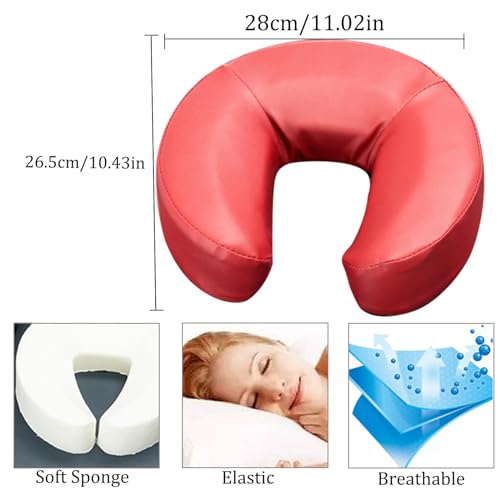 HOINCO Massage Face Cradle Cushion Universal Headrest Face Rest Neck Head Cushion for Massage Chairs Spa Bed(Wine Red)