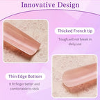 240pc French Tip Press on Nails Long Fake Nails with Glue and Adhesive Tab, False Acrylic Nails Press on Nails Square Nail Tips Artificial Glue on Nails Press ons Fingernail Stick on Nails