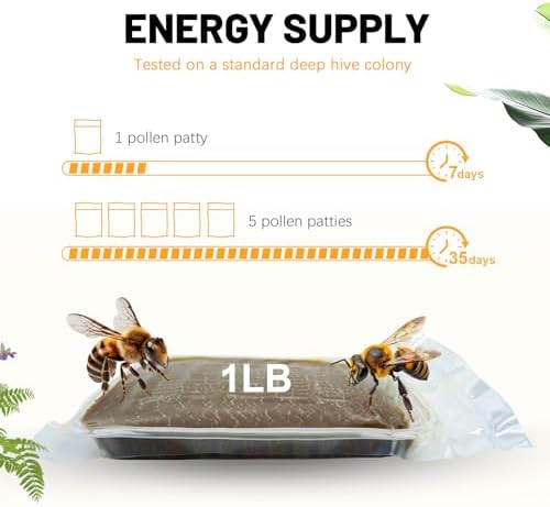 20% Natural Pollen Patties for Honey Bees, High Protein Pollen Patty to Supplemental Bee Winter and Improves Colony Health (10 Pack)