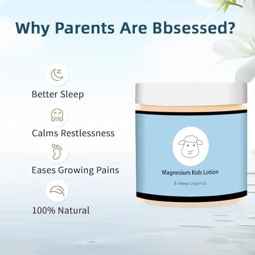 8 Sheep Organics Magnesium Lotion for Kids,Magnesium Lotion for Sleep,Topical Magnesium Cream Helps Kids Stay Calm at Bedtime and During The Night（4 oz）