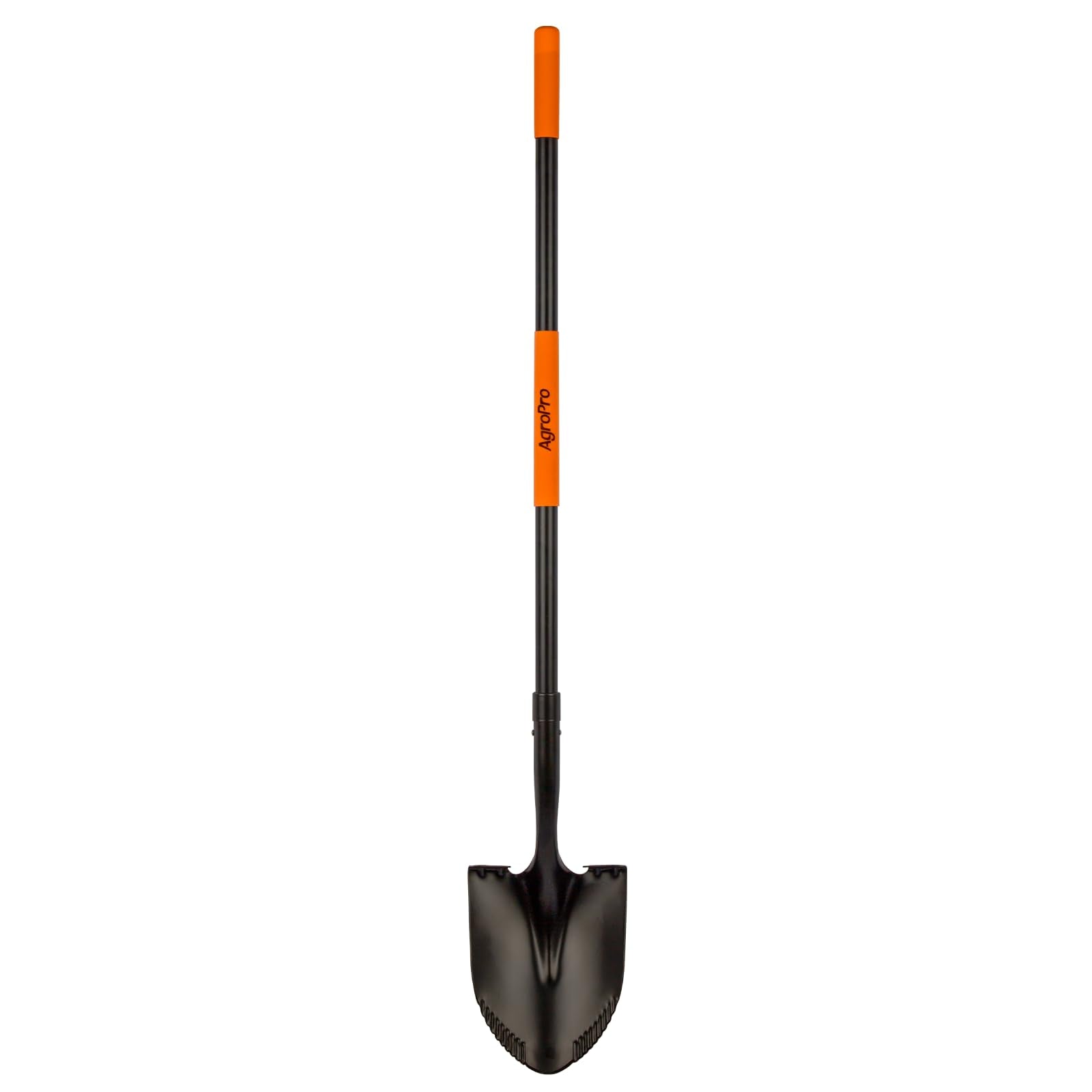 AgroPro Heavy Duty Shovel, 58 Inches, Black, High Carbon Steel, Fiberglass Handle, Modern Style