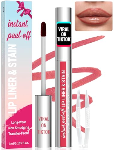 iMethod Lip Stain - Lip Liner Stain, Peel Off Lip Stain with Tweezer, Natural Long Lasting Lip Stain Peel Off, Waterproof, Easy to Use, Stay On All Day, Nude Pink