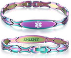 LinnaLove 7 1/2 inch Medical Alert Bracelets for women Stainless Steel Fashion Medical Bracelets Personalized Engraving