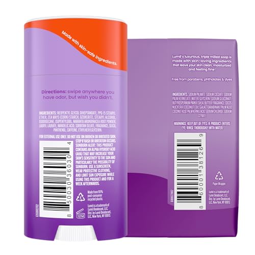 Lume Whole Body Deodorant And Soap - 2.6 Ounce Smooth Solid Stick With 72 Hour Odor Control (Pack of 2) and 5 Ounce Triple Milled Soap (Pack of 2) - Aluminum and Baking Soda Free (Lavender Sage)