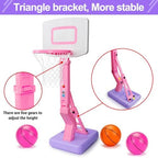Toddler Girl Basketball Hoop Indoor Pink Adjustable Mini Basketball Goal with Ball Pump for Outdoor Poolside Toys Backyard Game Outside Basketball Toy for Kids Age 1-3 3-5 6 7 4-8 Birthday Gift