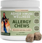 ASHER HOUSE WELLNESS Dog Allergy Chews - All-Natural Itchy Skin Relief for Dogs with Bee Pollen, Colostrum - Licking Paw Treatment, Allergy Medicine for Dogs Over 12 Weeks, 120 Chews