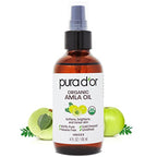 PURA D'OR 4 Oz ORGANIC Amla Oil, 100% Pure USDA Certified Premium Grade Oil, Cold Pressed, Unrefined, Extra Virgin, Indian Hair Care Oil, Hair Serum & Thickening Hair Product w/Pump for Women & Men