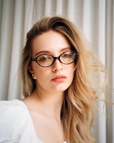 TIJN Olisa Blue Light Blocking Glasses for Women Men,Oval Small Frame Bluelight Glasses for Gaming/Computer/Screen,Tortoise