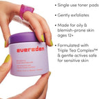 Evereden Balance Up Toner Pads for Face - Clean and Vegan Teen Water-Based Face Toner Pads with Green Tea, Chamomile, and White Tea for Oily and Pimple-Prone Skin - Balanced Skin & Clog-Free Pores